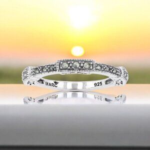 Lavish by TJM Sterling Silver Marcasite Filigree Band Ring – Oxidized Finish 6